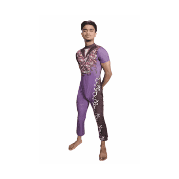 Regal Bloom Sublimation Printed Flared Unitard For Acrobatics, Aerobics, Zumba And Dance
