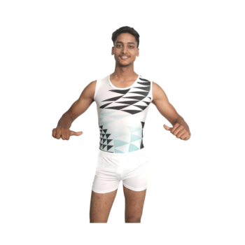 Printed Groove Gear Leotard Short Set Engineered For Boys Acrobatics, Aerobics And Gymnastics