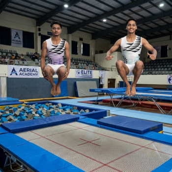 Printed Groove Gear Leotard Short Set Engineered For Boys Acrobatics, Aerobics And Gymnastics