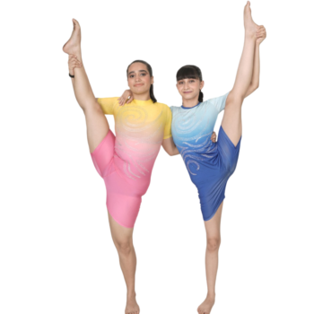 Sparkle Spiral Ombre Biketard Crafted for Yoga, Acrobatics, Aerobics, Ice, Blade, Figure & Roller Skating