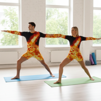 Unisex Volcano Print Biketard Dedicated To Yoga, Acrobatics, Aerobics And Dance