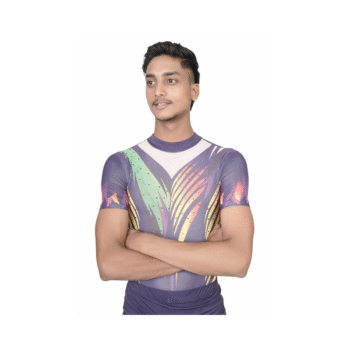 Galaxy Edge Boys Leotard With Shorts – Blue Multi Flame Design