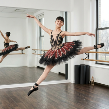 Black Rose Tutu Dress Multi Layer Mesh With Golden Applique And Stone Work