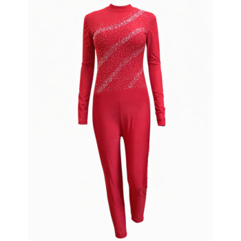 Classy Red Sprinkle of Luck Unitard For Aerial, Yoga, Figure Skating & Rhythmic Gymnastics