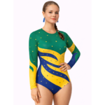 Lucky Strike Yellow Green,Blue leotard for Gymnastics, Yoga, Acrobatics & Aerobics