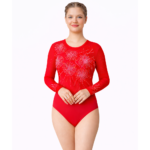 Red Showered with Luck Leotard For Gymnastics, Mallkhamb, Yoga & Aerial
