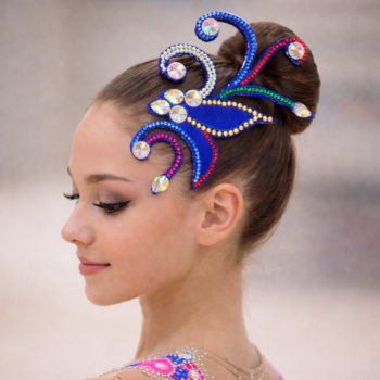 Blue bliss hair accessories for rhythmic gymnastics