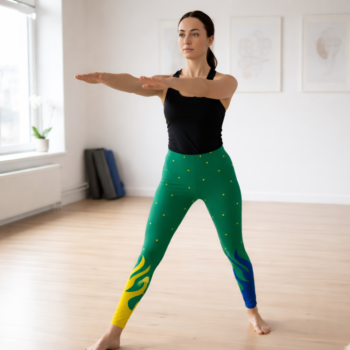 Comfort Lucky Break Stretchable Yoga Leggings – Fiery Print, Flat-Stitch Ankle Finish