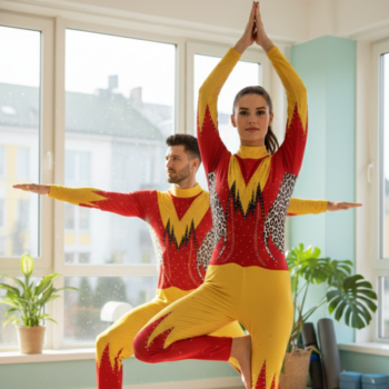 Elite Golden Hour Glow Unitard For Yoga, Aerial, Blade Skating & Dance