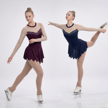 Crowds Favourite Wine & Navy Blue Rhythmic Gymnastics Leotard